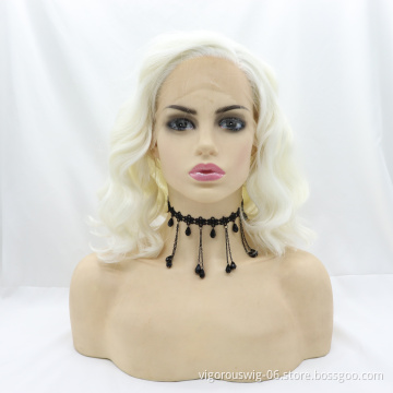 Vigorous Wholesale curly lace wig frontal black women african glueless cosplay high temperature short wigs wave synthetic wig